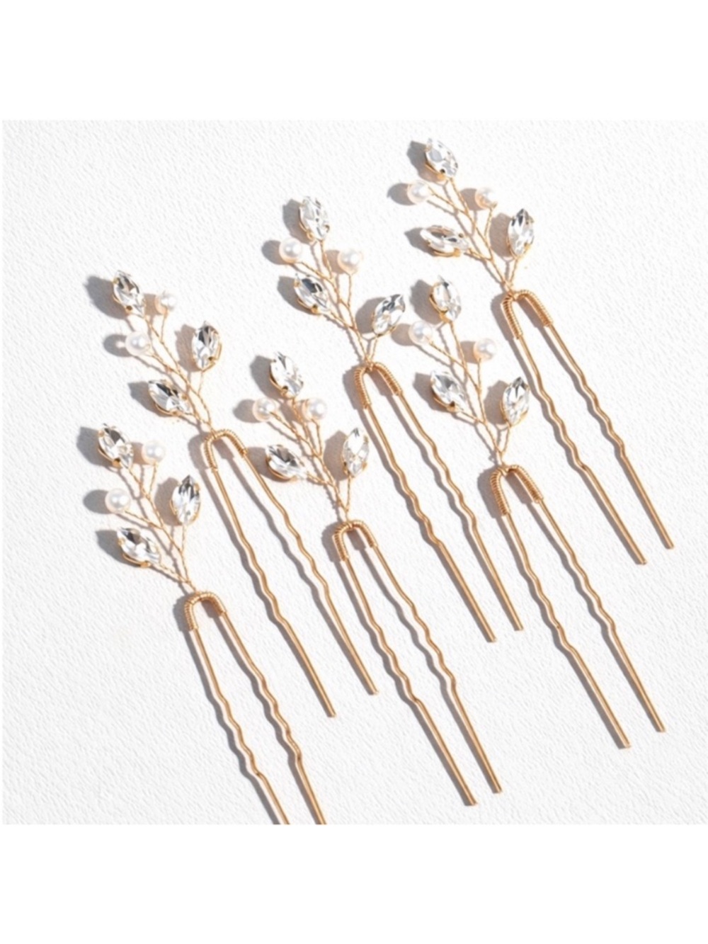 New! Gold Rhinestone Bobby Pin Set (6) NWOT